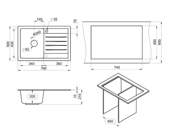 7602, БЕЛЫЙ, кухонная мойка, СтандАРТ кварц
