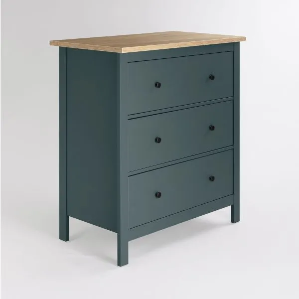 2.08.02.020.16 САГА комод 3 ящика темно-бирюзовый/ясень RU