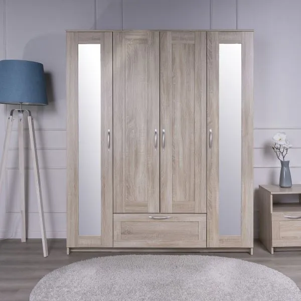 2.02.01.042.3 СИРИУС шкаф комбинированный "4 двери и 1 ящик сонома RU (с 2 зеркалами)"