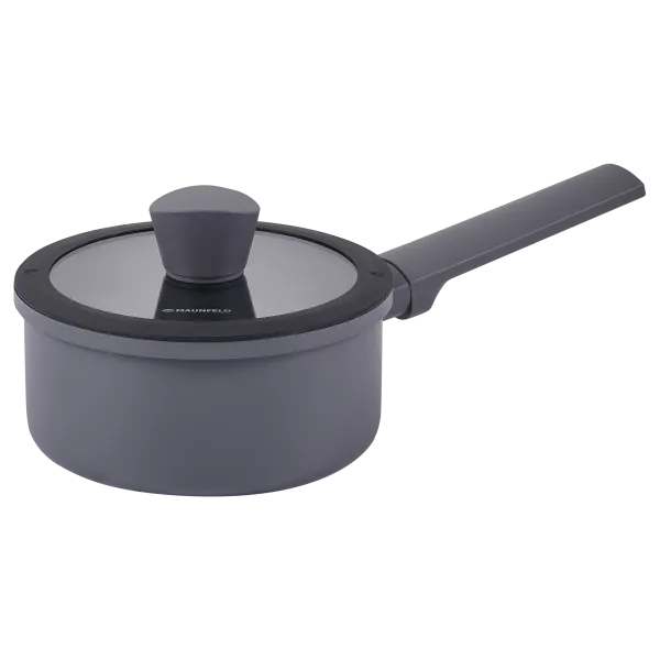 Ковш MAUNFELD ASTRID MF16ASTR1SP из кованого алюминия со стеклянной крышкой, 16 см, 1,5 л Серый