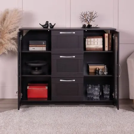 2.02.03.380.5 СИРИУС тумба 2 двери со стеклом и 3 ящика 117х95 Дуб Венге RU