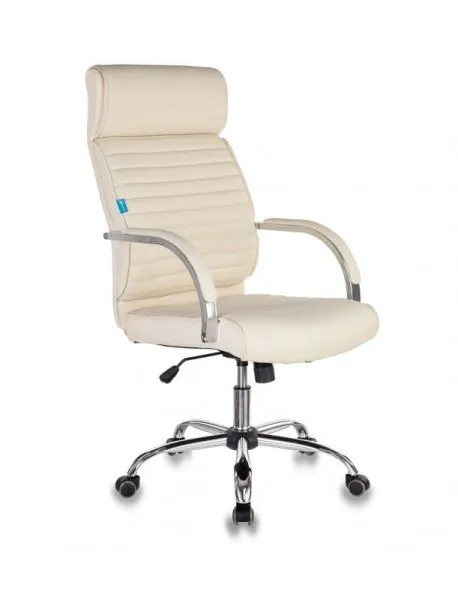 Кресло руководителя Бюрократ T-8010SL слоновая кость экокожа крестов. металл хром