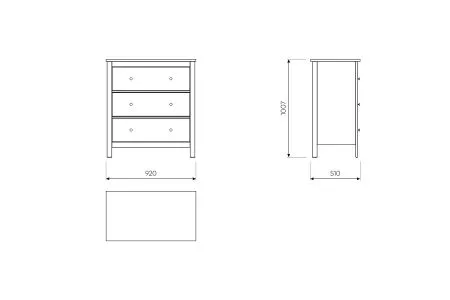 2.08.02.020.14 САГА комод 3 ящика белый/ясень RU