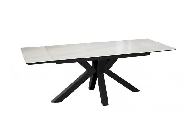 Стол DikLine SFE160 Керамика глянец белый Icelandic white jade (Ostra bianco light)/подстолье черное/опоры черные (2 уп.)
