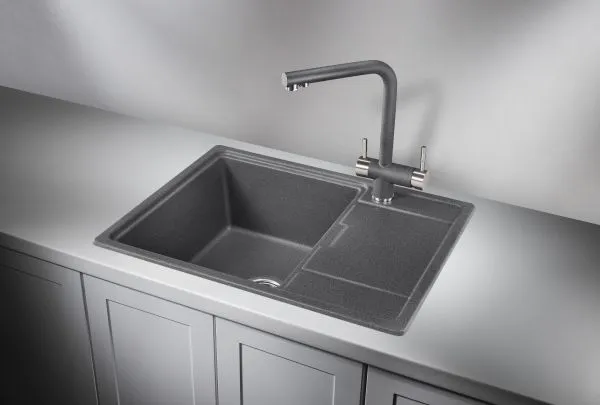 6503, ГРАФИТ (ЧЁРНО-СЕРЫЙ), кухонная мойка, кварц