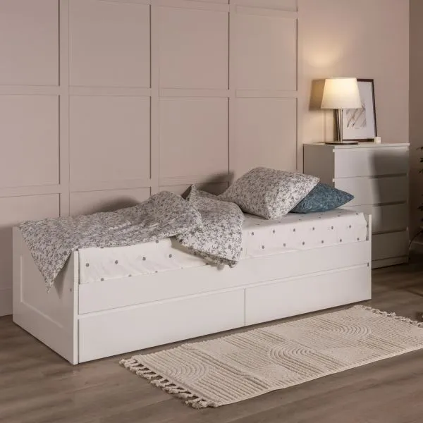 2.02.08.460.1 СИРИУС кровать раздвижная с ящиками 80х200 белая RU