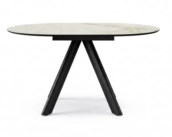 Стол DikLine SKC100E d1000 Керамика глянец Ostra Bianco (мрамор глянец белый)/подстолье черное/опоры черные