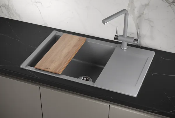 ES-7807, АЛЮМИНИУМ, кухонная мойка, кварц, ESTETICA