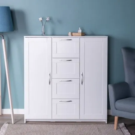 2.02.03.350.1 СИРИУС тумба 2 двери и 4 ящика 117х123 белая RU