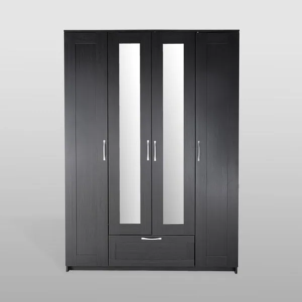 2.02.01.520.5 СИРИУС шкаф 4 двери и 1 ящик 156х59х220 Дуб Венге RU (с 2 зеркалами)