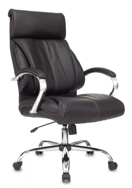 Кресло руководителя Бюрократ T-9904NSL черный экокожа крестов. металл хром