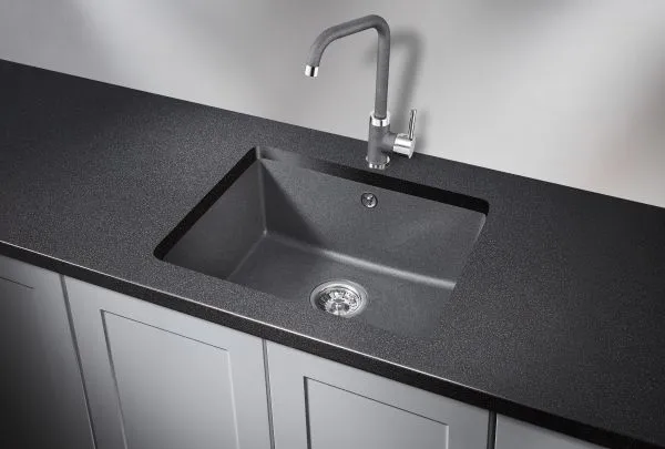 5551, ГРАФИТ (ЧЁРНО-СЕРЫЙ), кухонная мойка, кварц