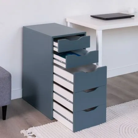 S01026 Ингар 5 комод 36x71x53, серо-бирюзовый