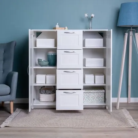 2.02.03.350.1 СИРИУС тумба 2 двери и 4 ящика 117х123 белая RU