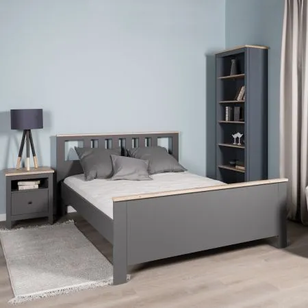 2.08.04.070.15 САГА кровать двойная 160х200 серая/ясень