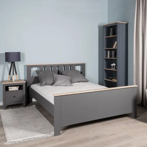 2.08.04.070.15 САГА кровать двойная 160х200 серая/ясень