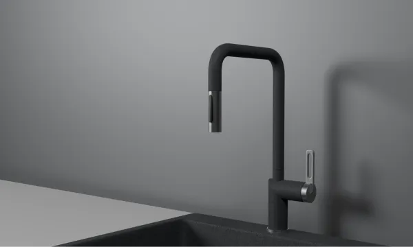 GR-8173, ГРАФИТ, СМЕСИТЕЛЬ КУХОННЫЙ С ВЫДВИЖНЫМ ИЗЛИВОМ