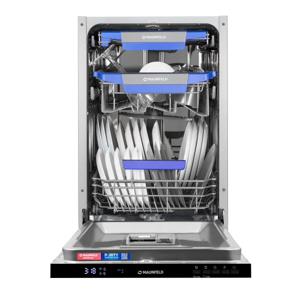 Посудомоечная машина с авто-открыванием MAUNFELD MLP45230 Light Beam Wi-Fi Нержавеющая сталь