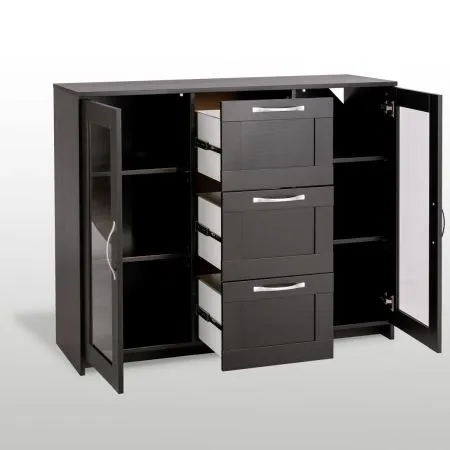 2.02.03.380.5 СИРИУС тумба 2 двери со стеклом и 3 ящика 117х95 Дуб Венге RU