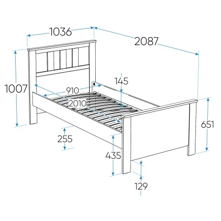 2.08.04.050.15 САГА кровать одинарная 90х200 серая/ясень