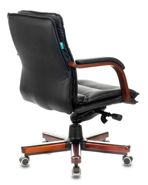 Кресло руководителя Бюрократ T-9927WALNUT-LOW черный кожа низк.спин. крестов. металл/дерево