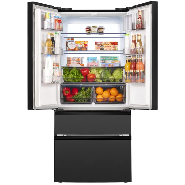 Холодильник с инвертором KITFit Pro MAUNFELD MFF190NFDSB01 Total NoFrost инвертор Черная нержавеющая сталь