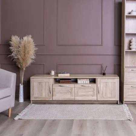 Тумба СИРИУС под телевизор напольня широкая с двумя ящиками, цвет Дуб Сонома