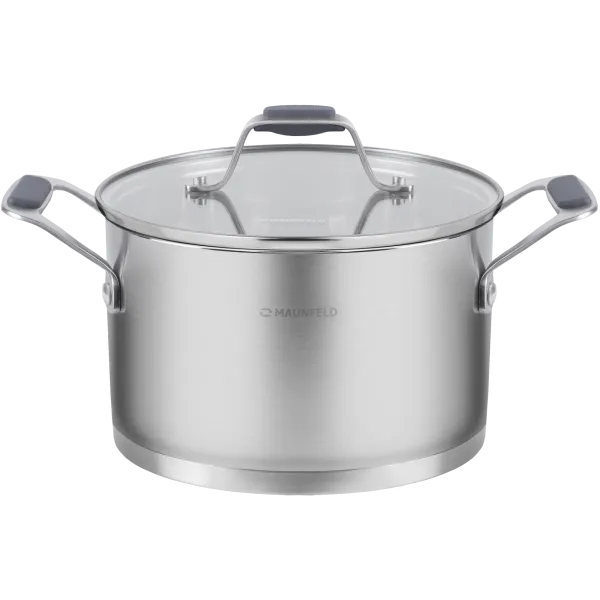 Кастрюля MAUNFELD MADISON MF50MS01CR из нержавеющей стали со стеклянной крышкой, 22 см, 4,7 л.