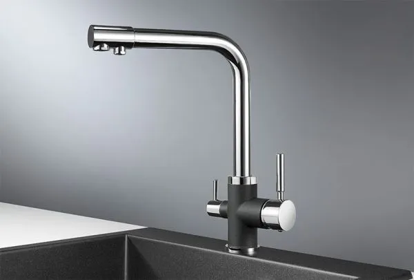 3015, XРОМ/ЧЁРНЫЙ, СМЕСИТЕЛЬ КУХОННЫЙ