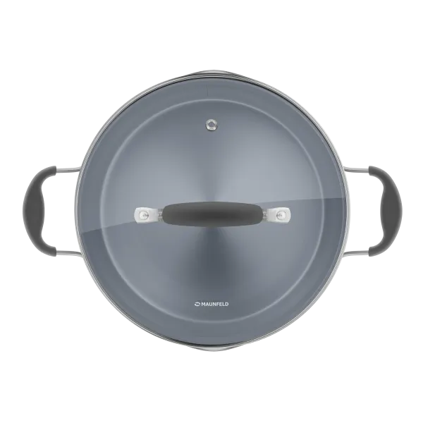 Кастрюля MAUNFELD LAURA MCS31S08GR из нержавеющей стали со стеклянной крышкой, 20 см, 3,1 л. Нержавеющая сталь