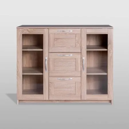 2.02.03.380.3 СИРИУС тумба 2 двери со стеклом и 3 ящика 117х95 сонома RU