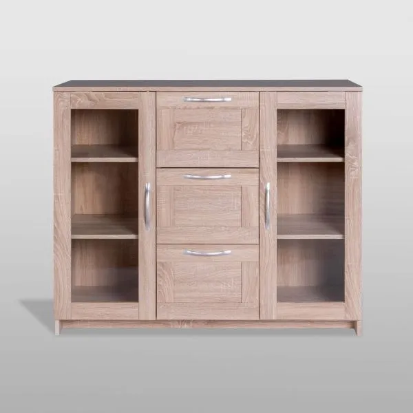 2.02.03.380.3 СИРИУС тумба 2 двери со стеклом и 3 ящика 117х95 сонома RU