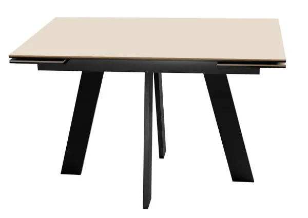 Стол DikLine DKM120 Керамика Krater Perla (бежевый матовый)/подстолье черное