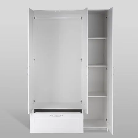 2.02.01.030.1 СИРИУС шкаф комбинированный "3 двери и 1 ящик белый RU" (с 1 зеркалом)