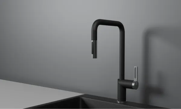 GR-8173, ЧЕРНЫЙ, СМЕСИТЕЛЬ КУХОННЫЙ С ВЫДВИЖНЫМ ИЗЛИВОМ