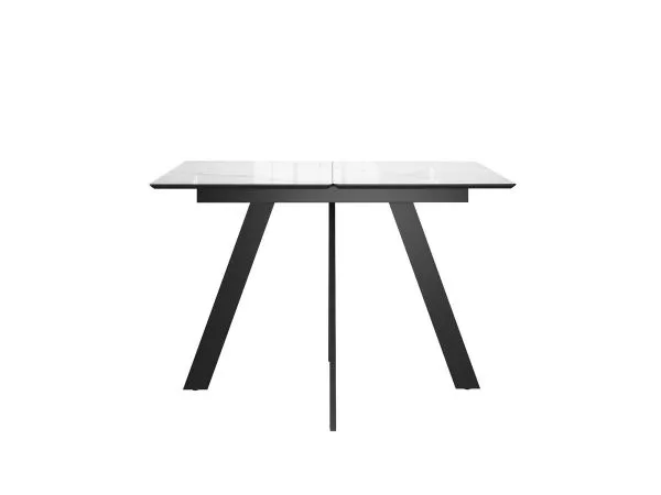 Стол DikLine DKD120 керамика 120(160)х80, Carrara Gloss (мрамор глянец белый), опоры черные (2уп.)