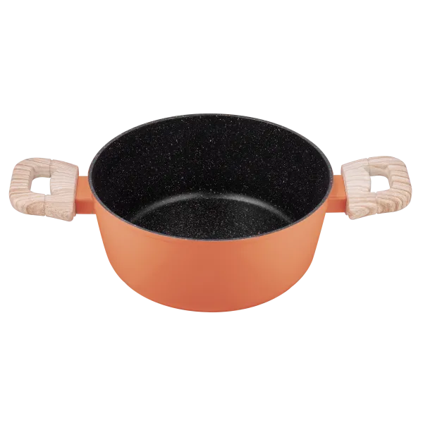 Кастрюля MAUNFELD MARTA MCS22FA06CL из кованого алюминия со стеклянной крышкой, 20 см, 2,2 л. Коралловый