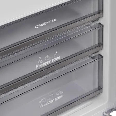 Встраиваемый холодильник NO FROST с инвертором MAUNFELD MBF193NFW1GR Inverter Нержавеющая сталь
