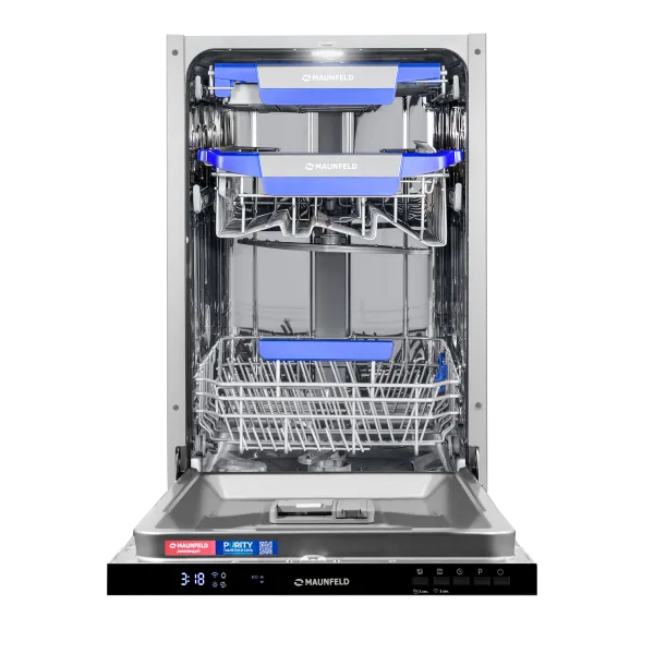 Посудомоечная машина с авто-открыванием MAUNFELD MLP45230 Light Beam Wi-Fi Нержавеющая сталь