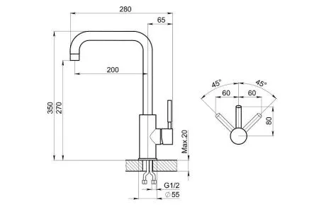 ST-4033, БАЗАЛЬТ, СМЕСИТЕЛЬ КУХОННЫЙ