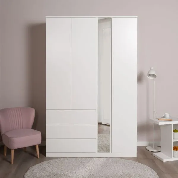 S01217 Варма Стор 144 шкаф распашной с зеркалом 222х144х57, белый