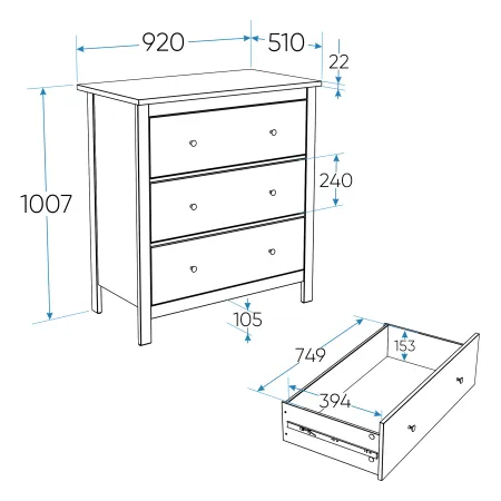 2.08.02.020.4 САГА комод 3 ящика серый