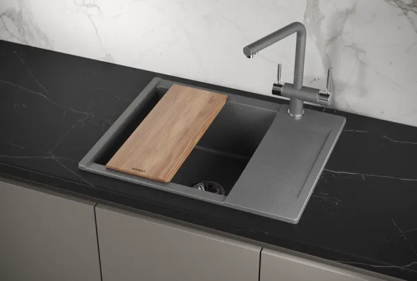 ES-6202, ГРАФИТ, кухонная мойка, кварц, ESTETICA