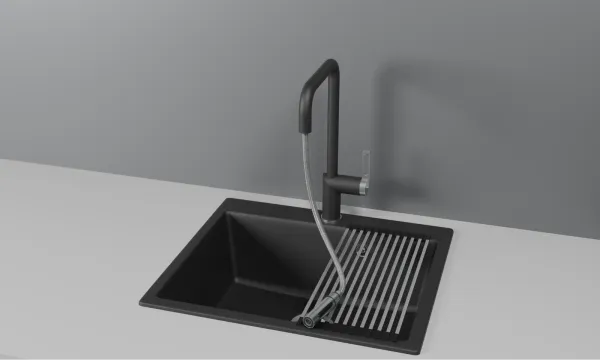 GR-8173, ГРАФИТ, СМЕСИТЕЛЬ КУХОННЫЙ С ВЫДВИЖНЫМ ИЗЛИВОМ