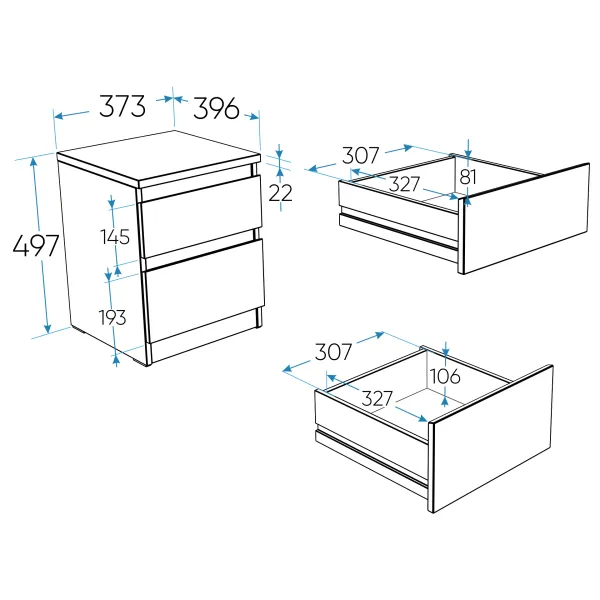 2.03.03.050.1 КАСТОР тумба 2 ящика RU белая