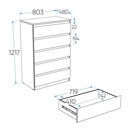 2.05.02.090.3 МАЛЬТА комод 5 ящиков 80х121 сонома RU