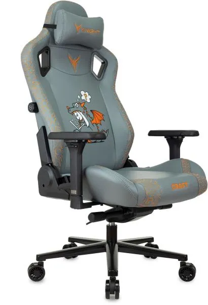 Кресло игровое Knight Craft Dragon серый экокожа крестов. металл