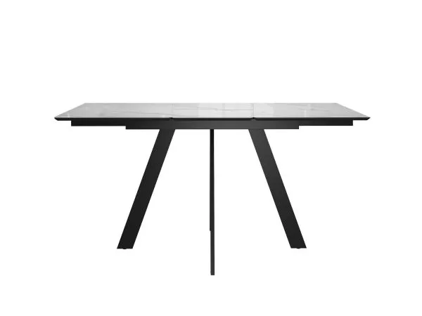 Стол DikLine DKD120 керамика 120(160)х80, Carrara Gloss (мрамор глянец белый), опоры черные (2уп.)