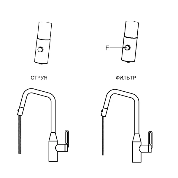 GR-8171, ШВАРЦ, СМЕСИТЕЛЬ КУХОННЫЙ С ВЫДВИЖНЫМ ИЗЛИВОМ