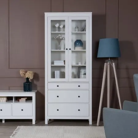 2.08.07.130.1 САГА шкаф с витриной 90 белый RU